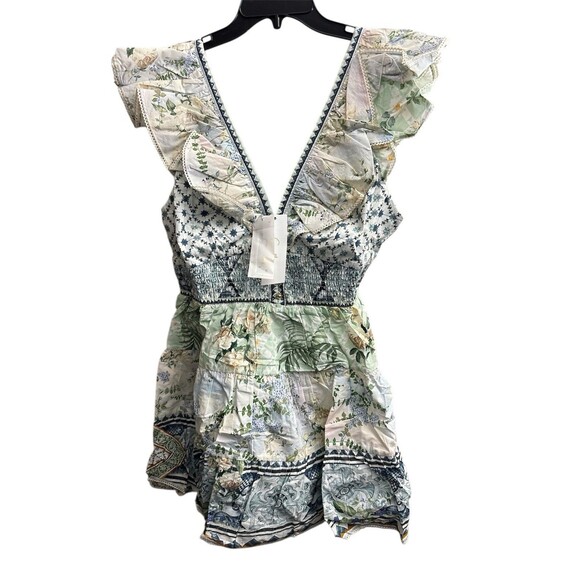 Camilla Tiered Short Dress With Neck Frill Jardim Party Size Large New $695